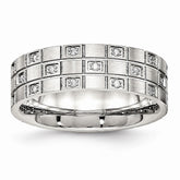 Sophia Jewelers Brushed Stainless Steel CZ Wedding Band 7mm Elegant Design